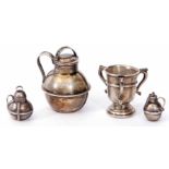 Mixed Lot: comprising three various miniature Jersey milk canisters, largest Birmingham 1907,