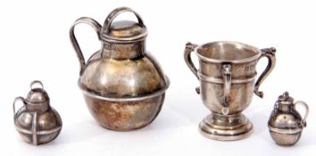 Mixed Lot: comprising three various miniature Jersey milk canisters, largest Birmingham 1907,