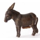 Late 19th century novelty tape measure, modelled in the form of a donkey with turning tail and