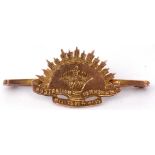 Early 20th century 9ct stamped Australian Commonwealth Military Forces brooch, depicting the 3rd