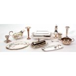 Mixed Lot: comprising entree dish, sauce boat, butter dish, trumpet vase, caster (qty)