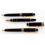 Mixed Lot: comprising a Mont Blanc cased three piece pen set comprising fountain pen with pull off
