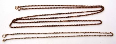 Mixed Lot: comprising two vintage gold plated chains