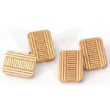 Pair of Art Deco cuff links by Murat of Paris, rectangular shaped with engine turned decoration,