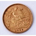 Edward VII half sovereign dated 1905