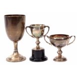 Mixed Lot: comprising three various unengraved trophy cups, combined weight approx 213gms all in,