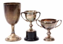 Mixed Lot: comprising three various unengraved trophy cups, combined weight approx 213gms all in,