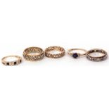 Mixed Lot: 9ct gold sapphire and small diamond set ring, 9ct diamond and sapphire Celtic style