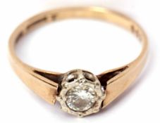 A 9ct gold and diamond ring, the brilliant cut diamond 0.15ct approx in an illusion setting