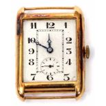 Second quarter of 20th century 18ct gold wrist watch, the 15-jewel movement with two adjustments