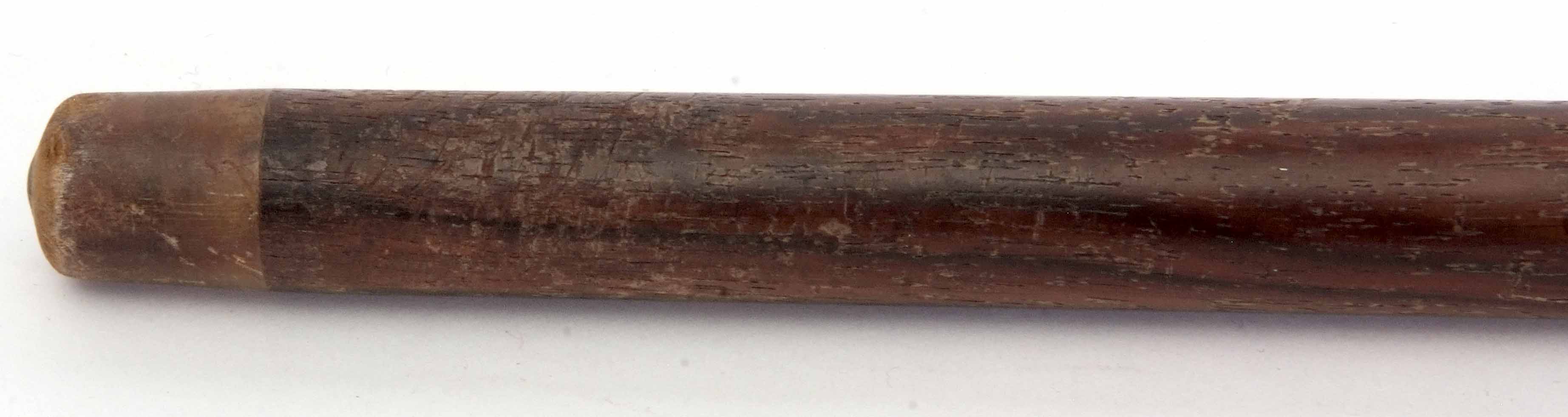 A 19th century ivory mounted rosewood walking stick, the ogee carved and polished handle to a - Image 3 of 3