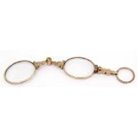 Antique gold plated lorgnette, chased and engraved floral detail throughout, 95mm long