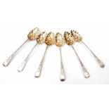 Mixed Lot: comprising six various George III Old English pattern tea spoons, each with later