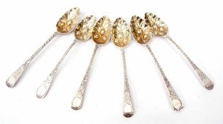 Mixed Lot: comprising six various George III Old English pattern tea spoons, each with later