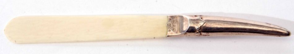 Victorian silver mounted ivory paper knife the plain polished blade to an embossed tapering mount,