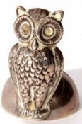 Edward VII menu holder circular base with a hollow and applied double sided model of an owl,