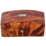 Late 19th century small rectangular tortoiseshell casket, the plain hinged cover set with a vacant