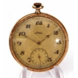 Early 20th century open face keyless lever watch, Switana, the Swiss 15-jewel movement with