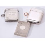 Mixed Lot: comprising two various hallmarked silver vesta cases, each of hinged and sprung