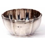 Early 20th century silver sugar bowl of shaped circular form with applied reeded rim, diam 9cm,
