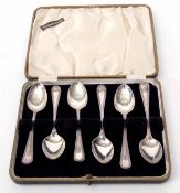 Six George V coffee spoons, Old English bead pattern, combined weight approx 79gms, Sheffield