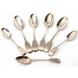 Mixed Lot: comprising four various Fiddle pattern dessert spoons together with three Fiddle