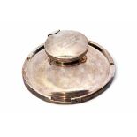 Edward VII presentation engraved oversized capstan inkwell of typical form, the hinged and domed