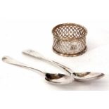 Mixed Lot: comprising 18th century Hanoverian pattern tea spoon with long drop bowl and initialled