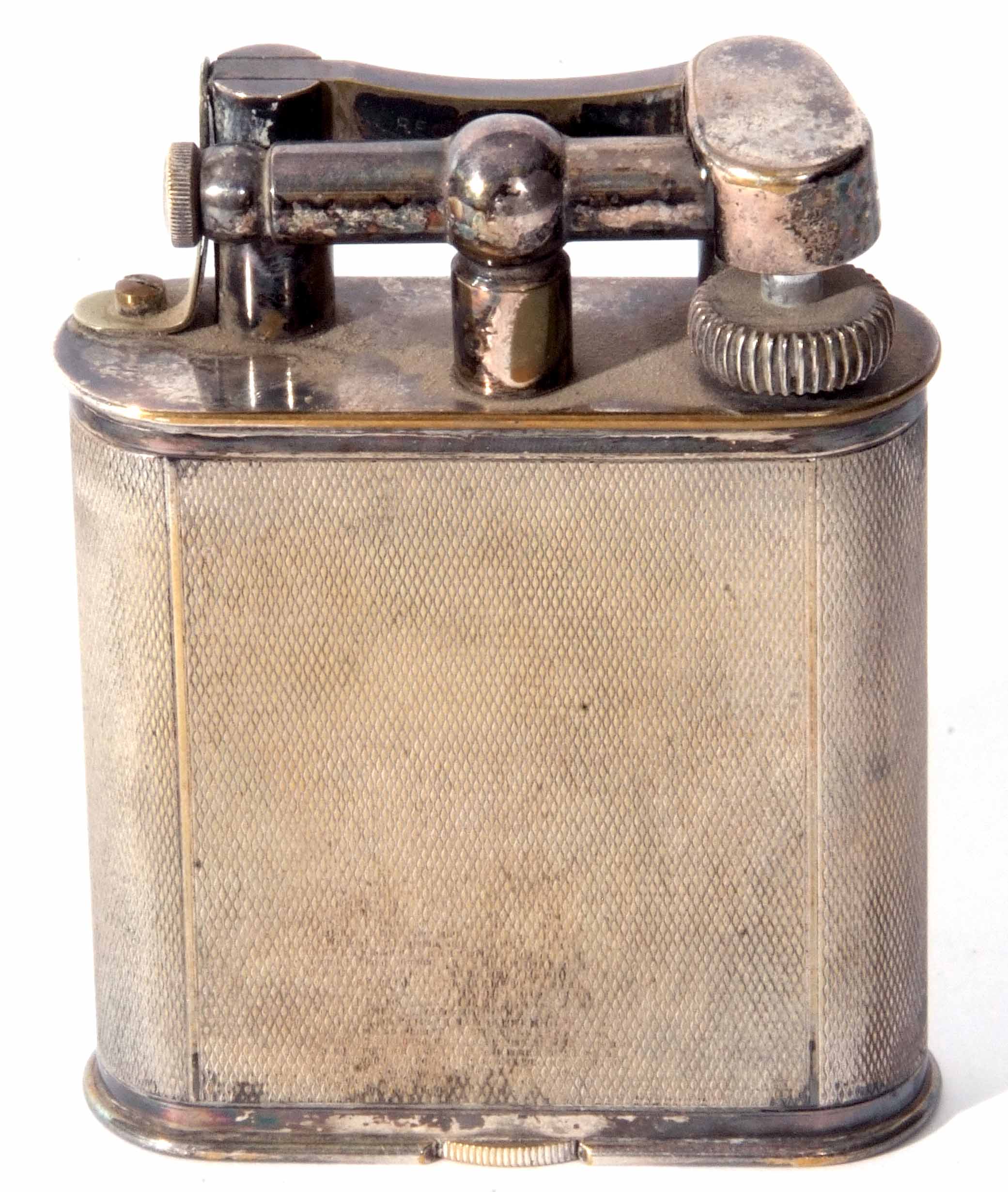 Mid-20th century electro-plated table lighter, Dunhill, patent no 143752, square body with all - Image 2 of 2