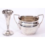 Mixed Lot: comprising a two-handled bachelor's sugar basin together with a small trumpet vase (