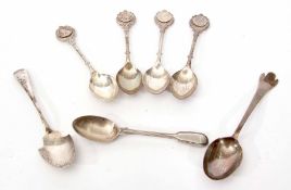 Mixed Lot: comprising four various tea spoons, each with finials depicting signs of the zodiac,