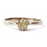 Single stone diamond ring, the old cut diamond 0.30ct approx, claw set and raised in a coronet