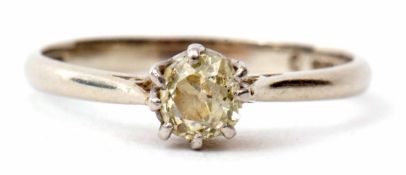 Single stone diamond ring, the old cut diamond 0.30ct approx, claw set and raised in a coronet