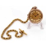 Late 19th century Swiss open face fob watch, the frosted and gilt movement with mono-metallic