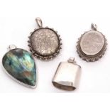 Mixed Lot: to include two antique silver plated oval lockets, both floral and scroll engraved, a