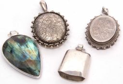 Mixed Lot: to include two antique silver plated oval lockets, both floral and scroll engraved, a