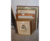 GROUP OF MIXED PICTURES, WATERCOLOURS, REPRODUCTION MAP ETC