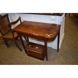 19TH CENTURY MAHOGANY AND SATINWOOD BANDED FOLD OVER CARD TABLE