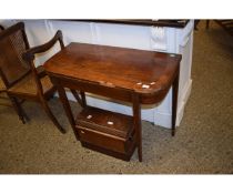 19TH CENTURY MAHOGANY AND SATINWOOD BANDED FOLD OVER CARD TABLE