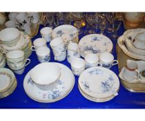 PART SET OF ROYAL WORCESTER BLUE FLORAL PRINTED TEA WARES