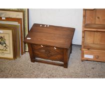 SMALL OAK FRAMED TRUNK WITH CARVED FRONT