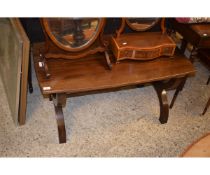 MAHOGANY RECTANGULAR COFFEE TABLE WITH X SHAPED ENDS