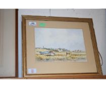 CHARLES E HANNAFORD, SIGNED WATERCOLOUR, NORFOLK VILLAGE, 19 X 27CM, TOGETHER WITH TWO FURTHER