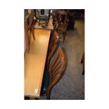 RETRO TEAK SET OF SIX DINING CHAIRS WITH CREAM REXINE UPHOLSTERED SEATS COMPRISING FOUR DINING