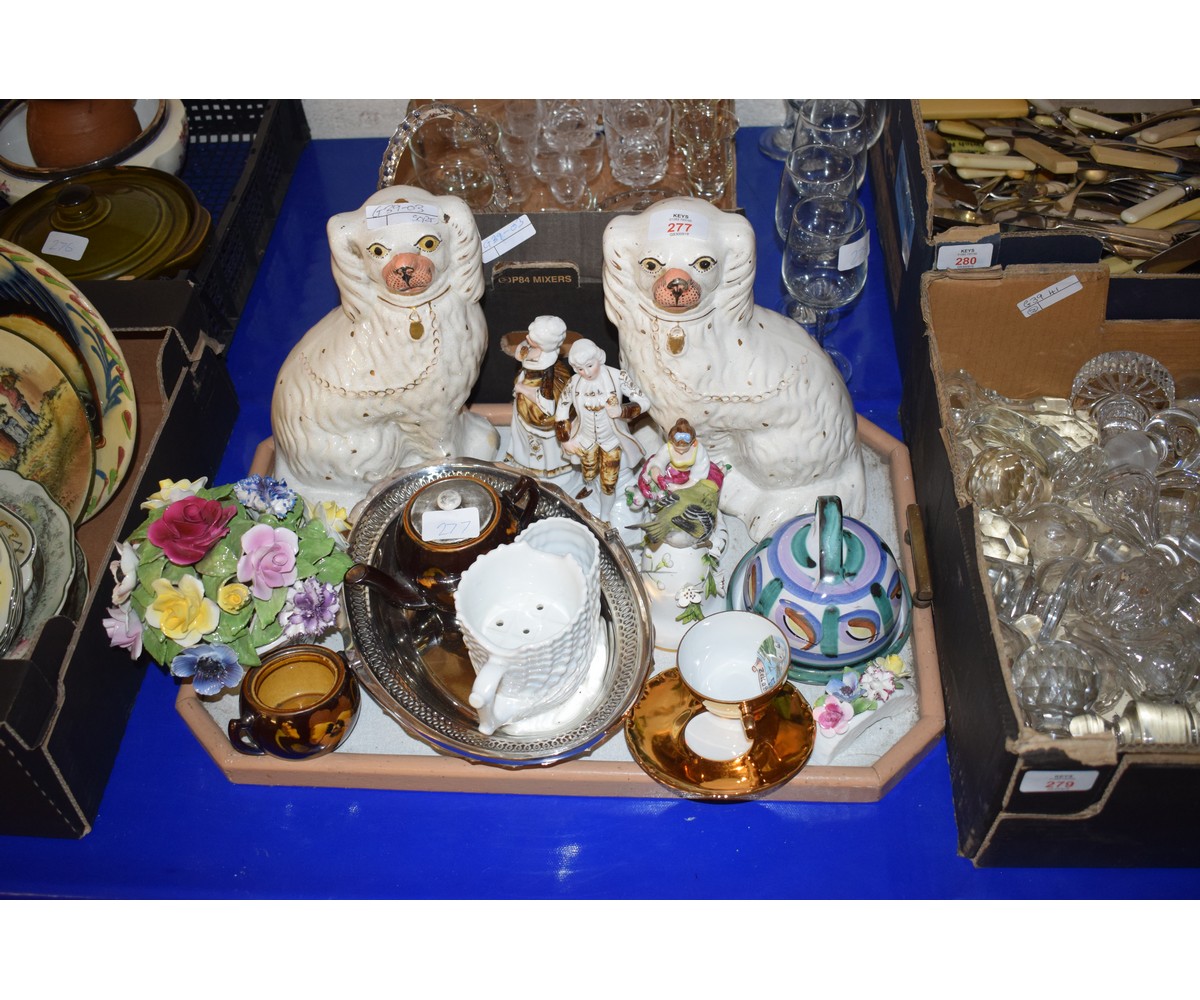 STAFFORDSHIRE DOG ORNAMENTS, CONTINENTAL FIGURES ETC