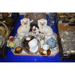 STAFFORDSHIRE DOG ORNAMENTS, CONTINENTAL FIGURES ETC