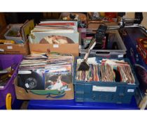 FOUR BOXES OF MIXED VINYL RECORDS, SINGLES ETC