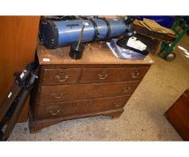 EARLY 19TH CENTURY OAK CHEST WITH THREE DRAWERS OVER TWO DRAWERS WITH SWAN NECK HANDLES