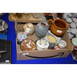 BOX OF MIXED JUG, DISHES ETC