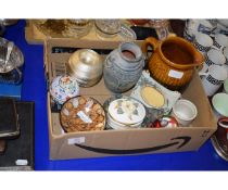 BOX OF MIXED JUG, DISHES ETC